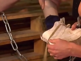 Gay slaves lick his masters feet and suck cock before anal