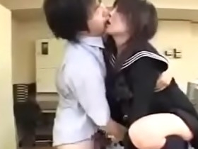Japanese Schoolgirl Hot  Handjob  and  Kissing