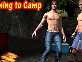 3d stud sucks cock and gets  fucked in the ass by a camp fire